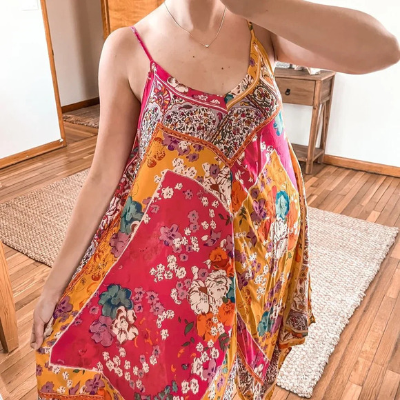 Anthropologie Dresses & Skirts - Anthropologie Colorful Floral Oversized Relaxed Handkerchief Print Midi Dress S